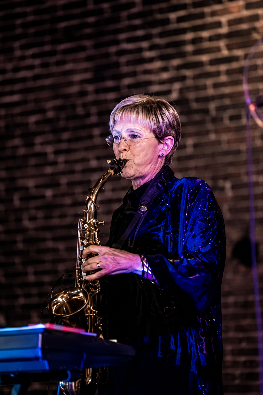 Pamela Bingham Sheppard playing saxophone